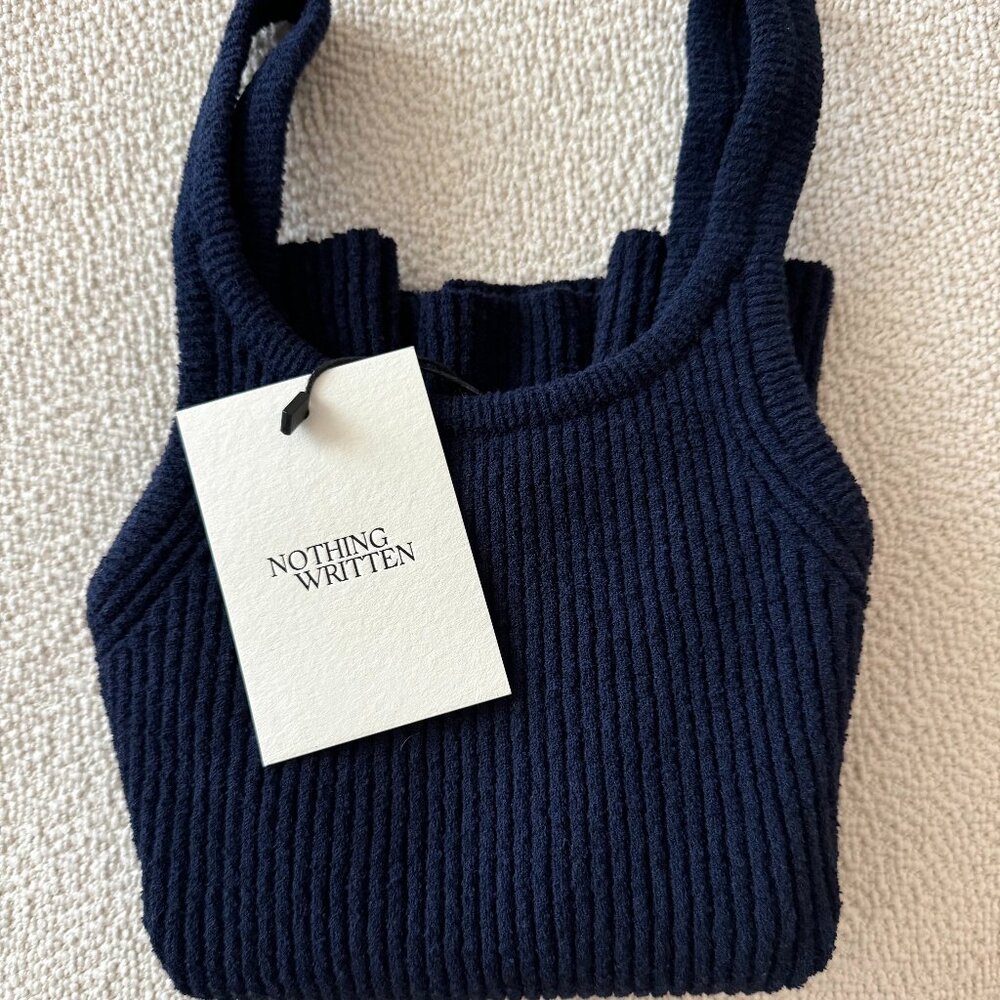 NWT Nothing Written Keiro boucle sleeveless tank top in Navy - Picture 7 of 7